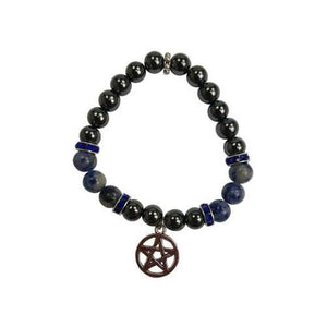 8mm Hematite (man-made)- Sodalite With Pentagram - Nakhti By Kali J.N.S