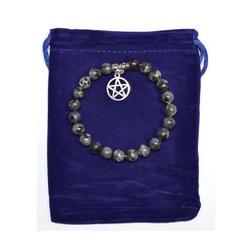 8mm Larvikite & Pentagram Bracelet - Nakhti By Kali J.N.S