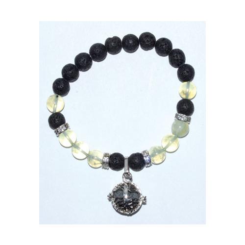 8mm Lava- Prehnite With Tree - Nakhti By Kali J.N.S