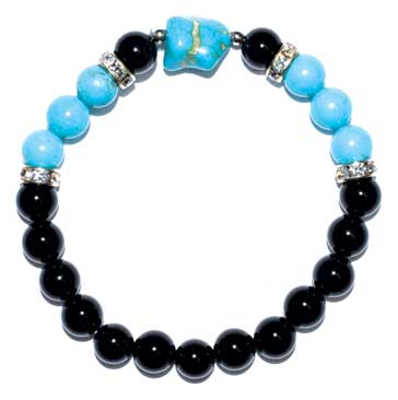 8mm Onyx, Black- Turquoise - Nakhti By Kali J.N.S