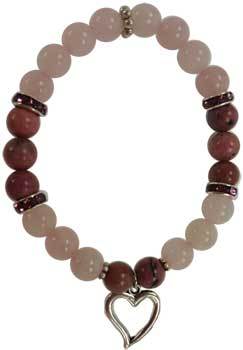 8mm Rose Quartz- Rhodonite With Heart - Nakhti By Kali J.N.S