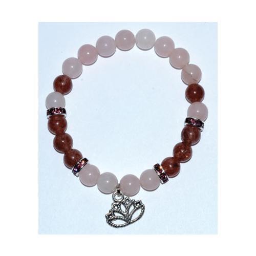 8mm Rose Quartz- Strawberry Quartz With Lotus - Nakhti By Kali J.N.S