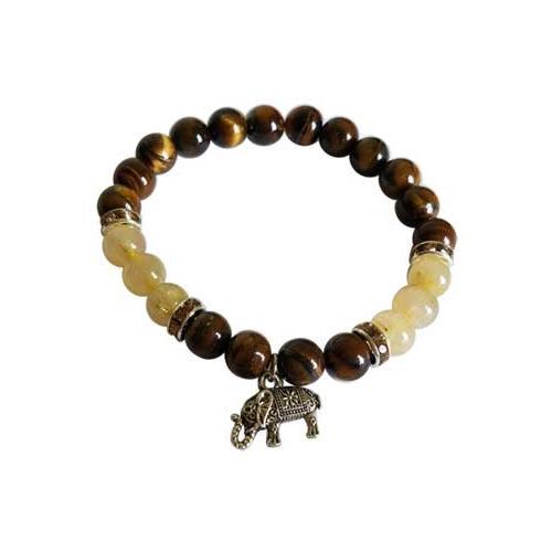 8mm Tiger Eye- Rutilated Quartz With Elephant - Nakhti By Kali J.N.S