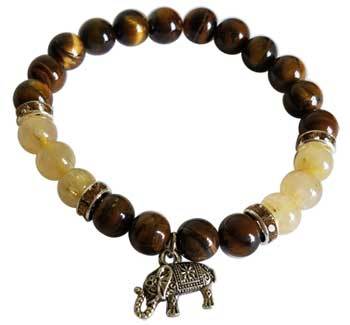8mm Tiger Eye- Rutilated Quartz With Elephant - Nakhti By Kali J.N.S