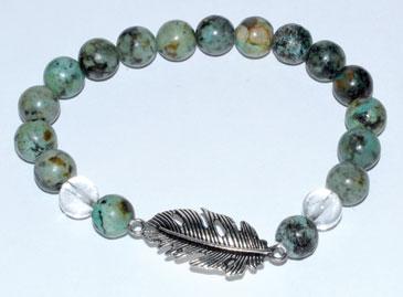 8mm Turquoise- Quartz With Feather - Nakhti By Kali J.N.S