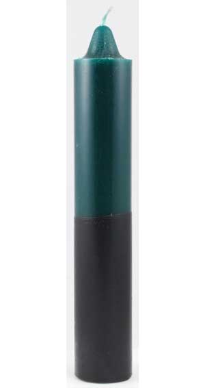 9" Green- Black Pillar Candle - Nakhti By Kali J.N.S