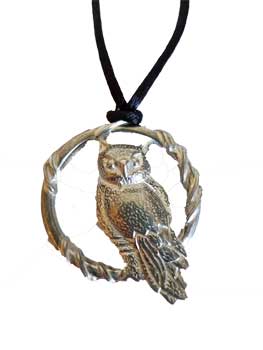 Owl In Circle Amulet