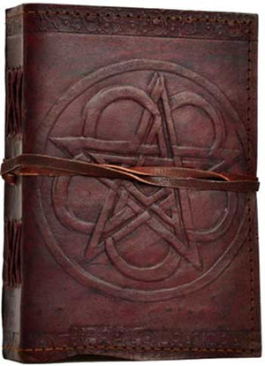 Pentagram Leather Blank Book W- Cord