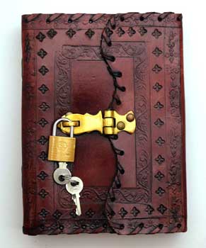Embossed Leather Blank Book W- Key