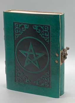 Green Pentagram Leather Blank Book W- Latch