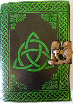Black- Green Triquetra Leather Blank Book W- Latch