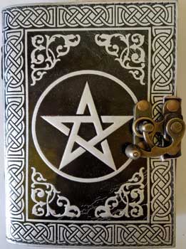 Black- Silver Pentagram Leather Blank Book W- Latch