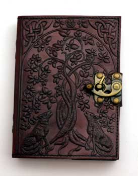 Wolf & Tree Of Life Leather Blank Book W- Latch