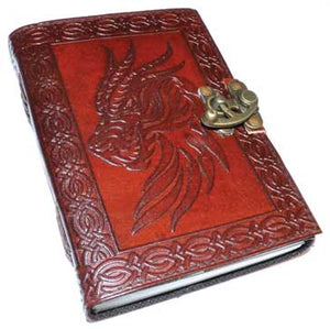 Celtic Dragon Leather Blank Book W- Latch