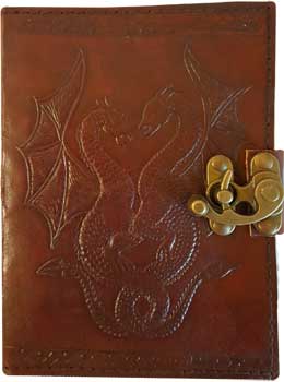 Double Dragon Leather Blank Book W- Latch