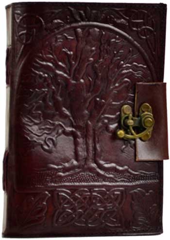 Tree Of Life Leather Blank Book W- Latch