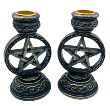 (set Of 2) 5 1-2" Pentagram Taper Holder