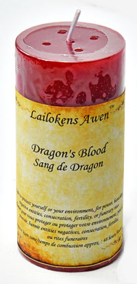 4" Dragin's Blood Scented Lailokens Awen Candle