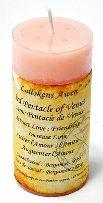 4" 3rd Pentacle Of Venus Scented Lailokens Awen Candle