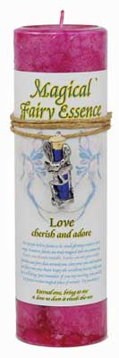 Love Pillar Candle With Fairy Dust Necklace 6 1-2" Tall
