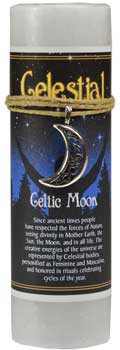 Celtic Moon Pillar Candle With Ritual Necklace