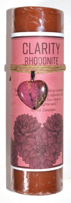 Clarity Pillar Candle With Rhodonite Heart