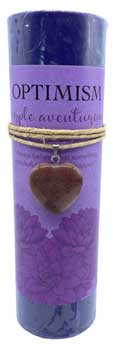Optimism Pillar Candle With Purple Aventurine Heart