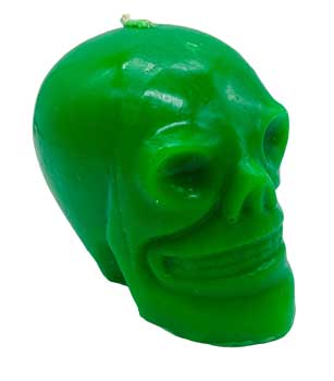 Green Skull Candle 3 1-2"