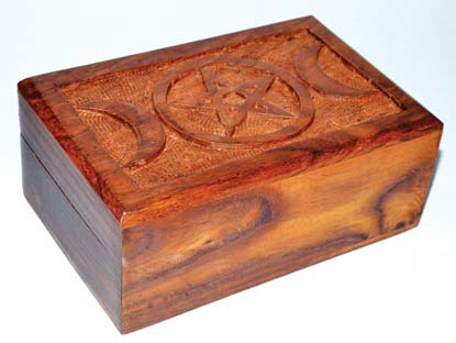 4" X 6" Triple Moon Pentagram Wood Box