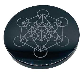 4" Obsidian, Black Metatron Altar Tile