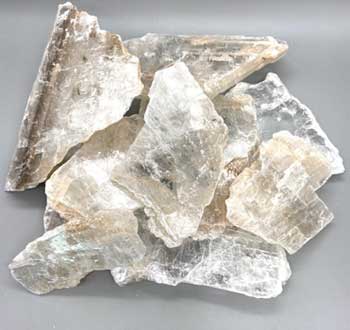 10-13# Flat Of Selenite Polished Slices 5-8"