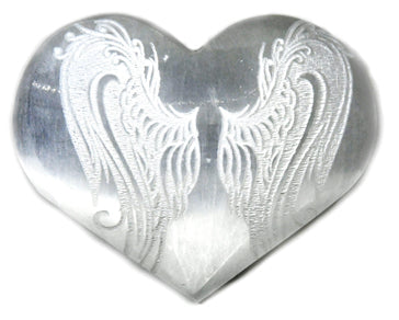 3" Selenite Heart , Angel Wings