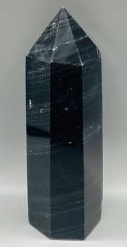 1.2-1.5# Obsidian, Black W Silver Stripes Obelisk
