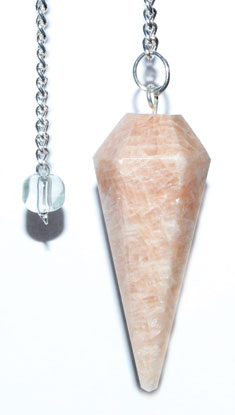 6-sided Peach Moonstone Pendulum