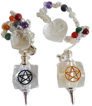 Clear Quartz Chakra Pentagram Pendulum