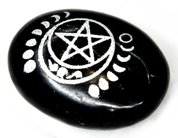 Tourmailne Pentagram & Moon Palm Stone