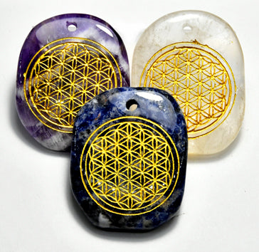 Flower Of Life Worry Stone W- Hole