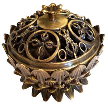 Lotus Incense Burner, Antique Bronze