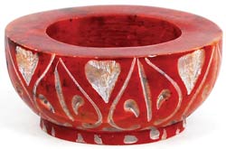 Red Stone Tealight Or Cone Incense Burner