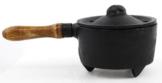 Cast Iron Burner W- Wooden Handle