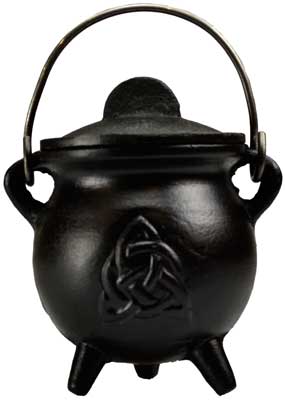 3" Triquetra Cast Iron Cauldron W-lid