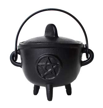 5" Cast Iron Cauldron W- Lid Pentagram