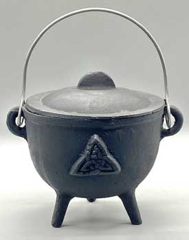 4.5" Triquetra Cast Iron Cauldron W- Lid