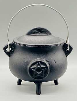 5.5" Pentagram Cast Iron Cauldron W- Lid