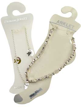 Silvertone Anklet W- Stars & Moons