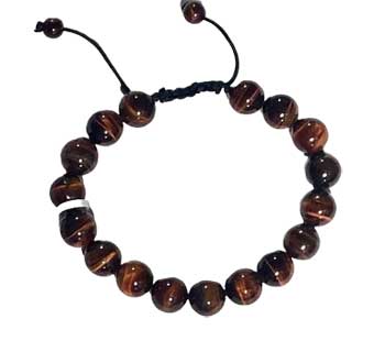 10mm Tiger Eye, Red Bracelet