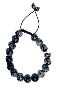 10mm Obsidian, Snowflake Bracelet