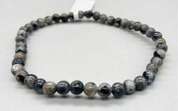 4mm Labradorite, Black Bracelet