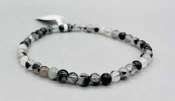 4mm Quartz, Black Rutilated Bracelet