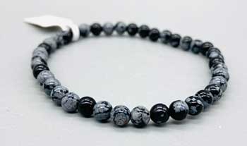 4mm Snowflake Obsidian Bracelet